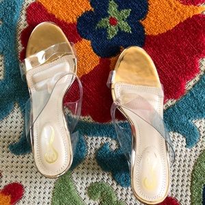 Open toe clear rose gold heel!